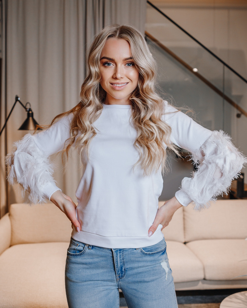 ALICE FRINGE SLEEVES SWEATSHIRT WHITE