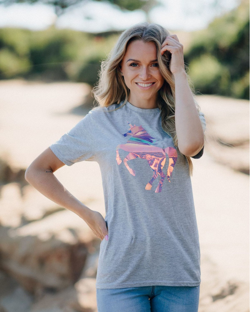 SUMMER UNICORN SLIM T-SHIRT LIGHT GREY