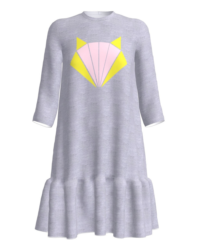YELLOW FOX KIDS FRILL DRESS LIGHT GREY