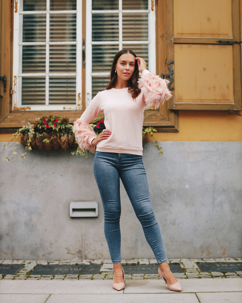 ALICE FRINGE SLEEVES SWEATSHIRT PEACHY