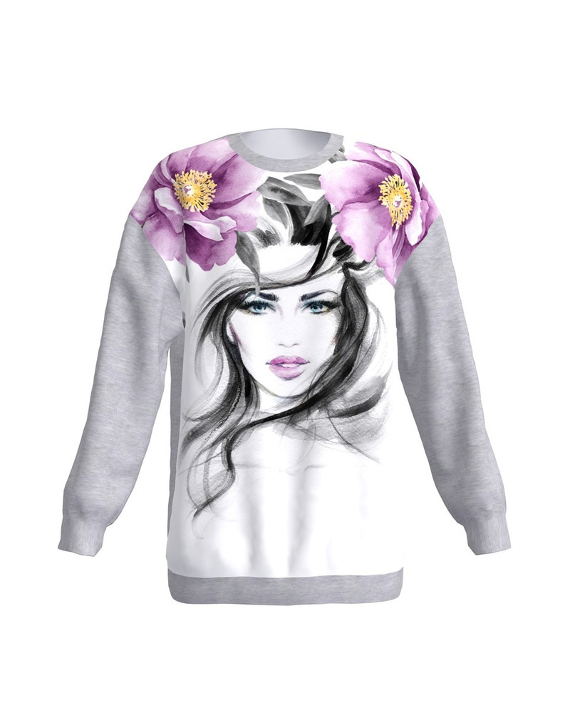 FLOWER WOMAN OVERSIZE SWEATSHIRT GREY