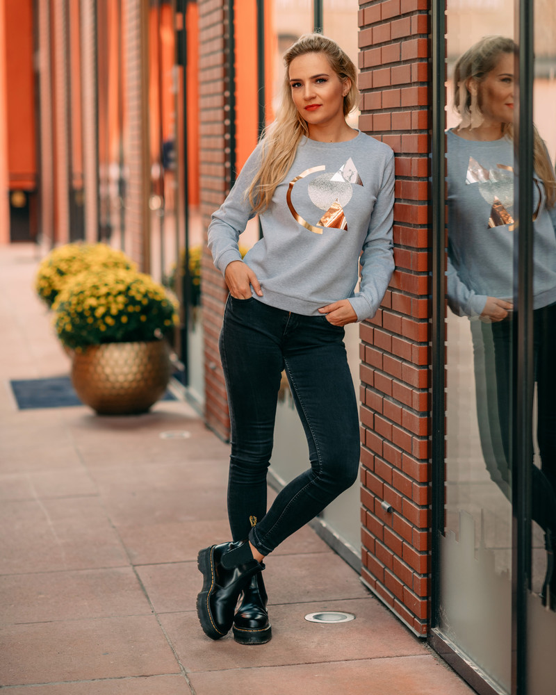 SPARKLE GOLD ABSTRACT SWEATSHIRT GREY
