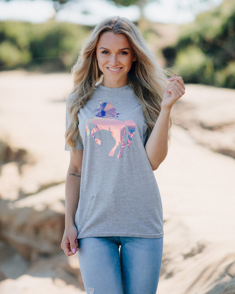 SUMMER UNICORN SLIM T-SHIRT LIGHT GREY