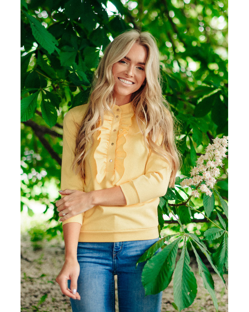 FRILL QUARTER SHIRT YELLOW