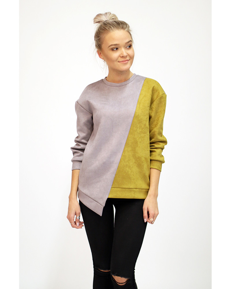 GREY MUSTARD DIAGONAL SWEATER