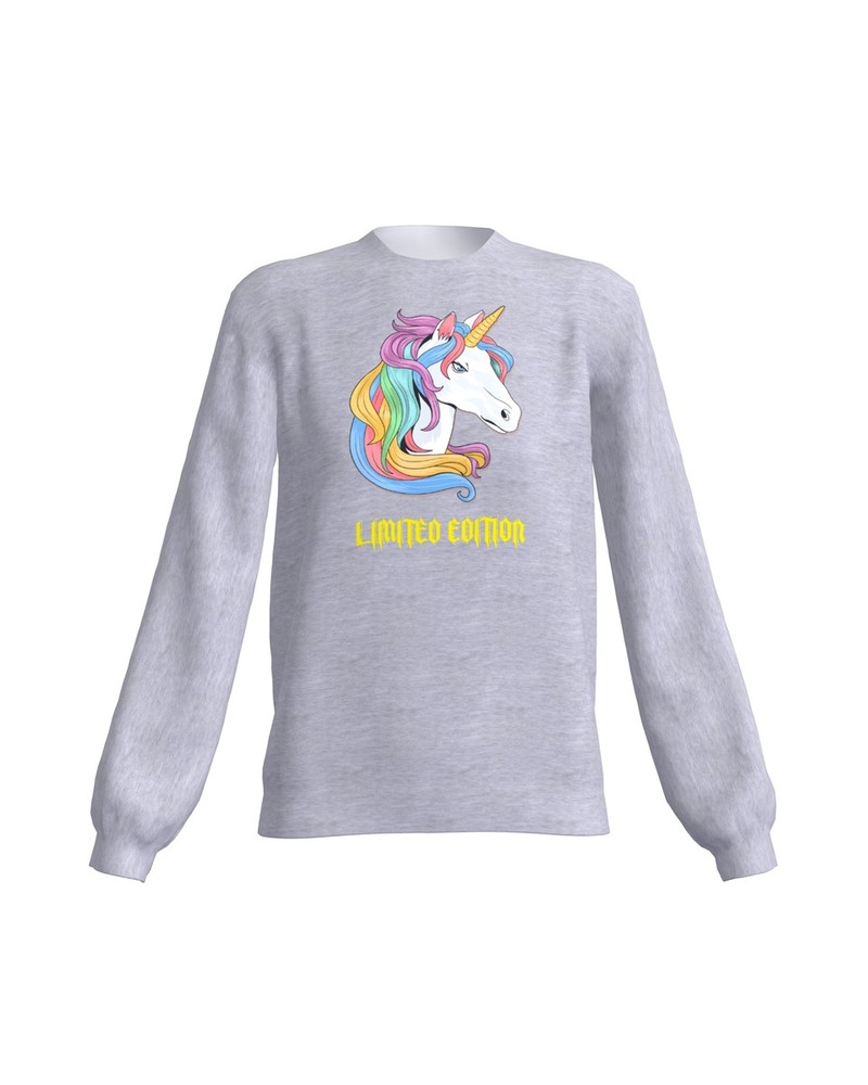 BORN TO BE UNICORN PRINT SWEATSHIRT GREY