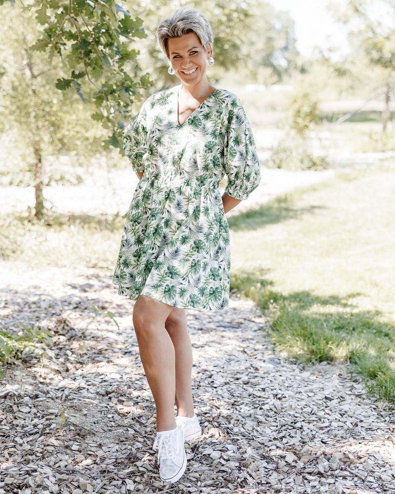 PUFF CIRCLE DRESS JUNGLE GREEN