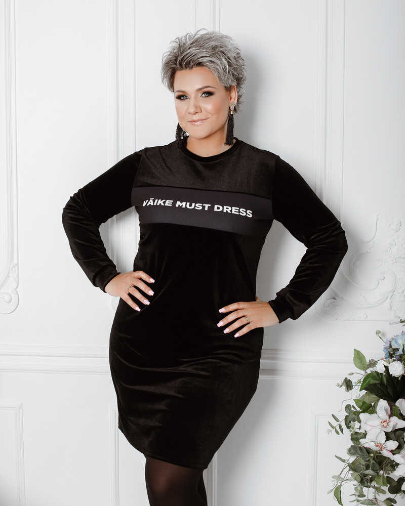 VÄIKE MUST LONG SLEEVE DRESS VELVET BLACK