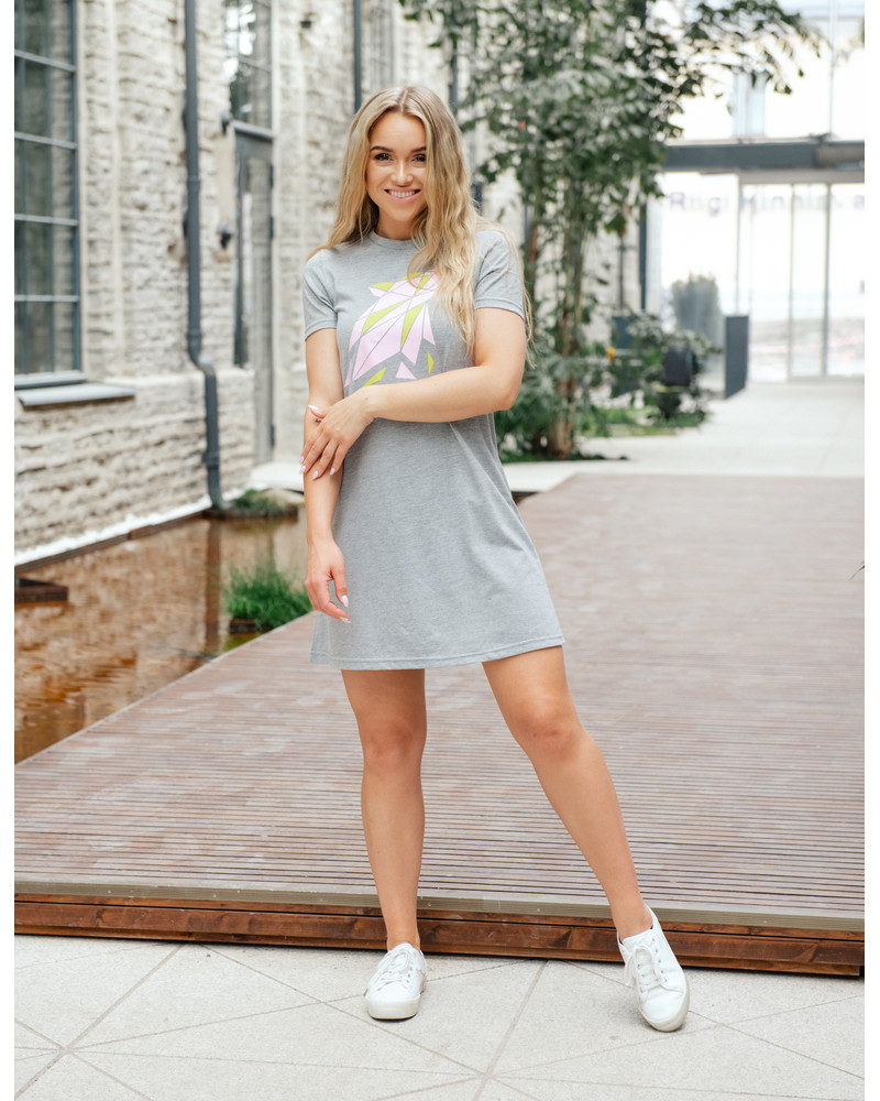 WOLF PRINT DRESS GREY