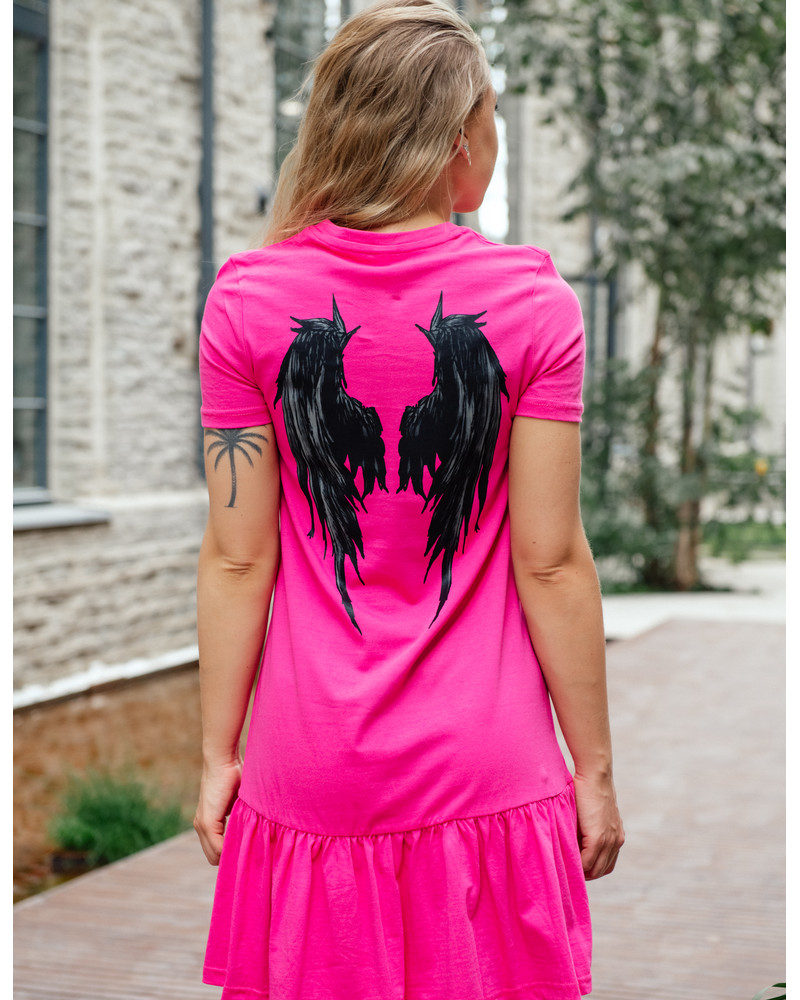 ANGEL FRILL DRESS FUCHSIA