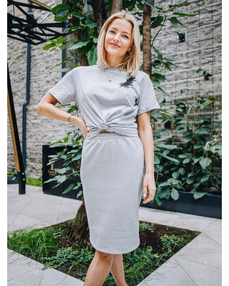 PENCIL SKIRT GREY TRIKO