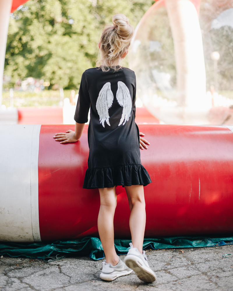 ANGEL KIDS FRILL DRESS BLACK