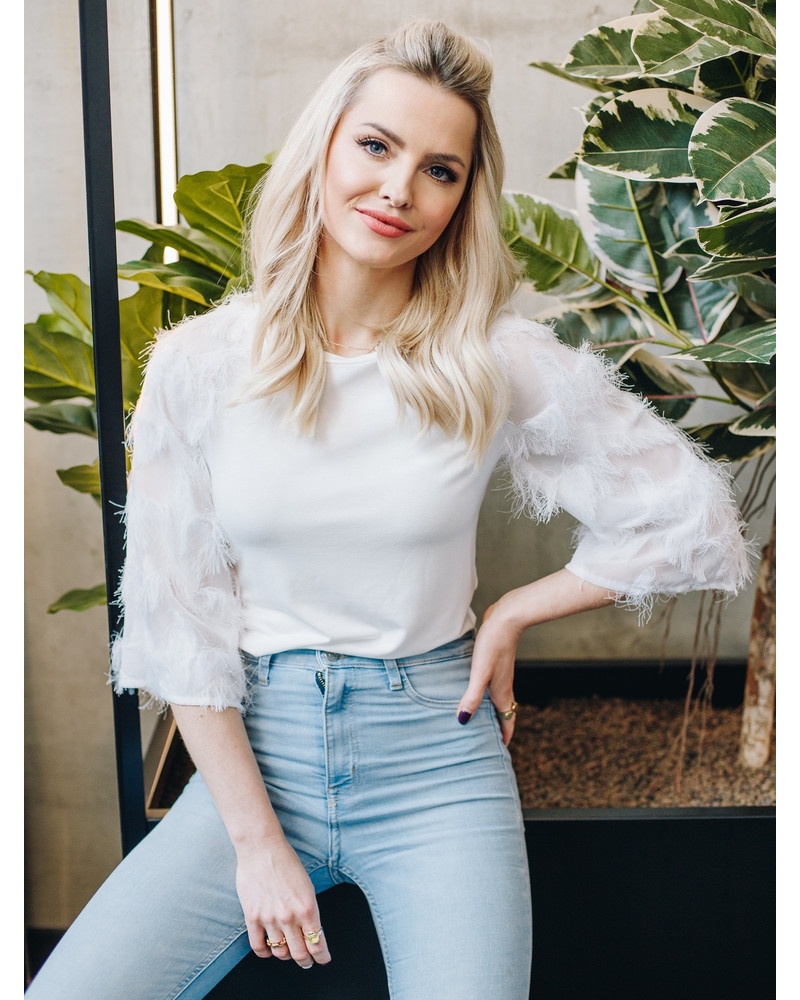 FRINGE RAGLAN SHIRT WHITE