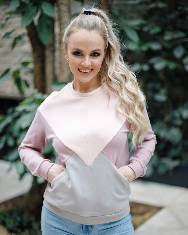 TRIANGLE POCKET SWEATSHIRT PINK GREY