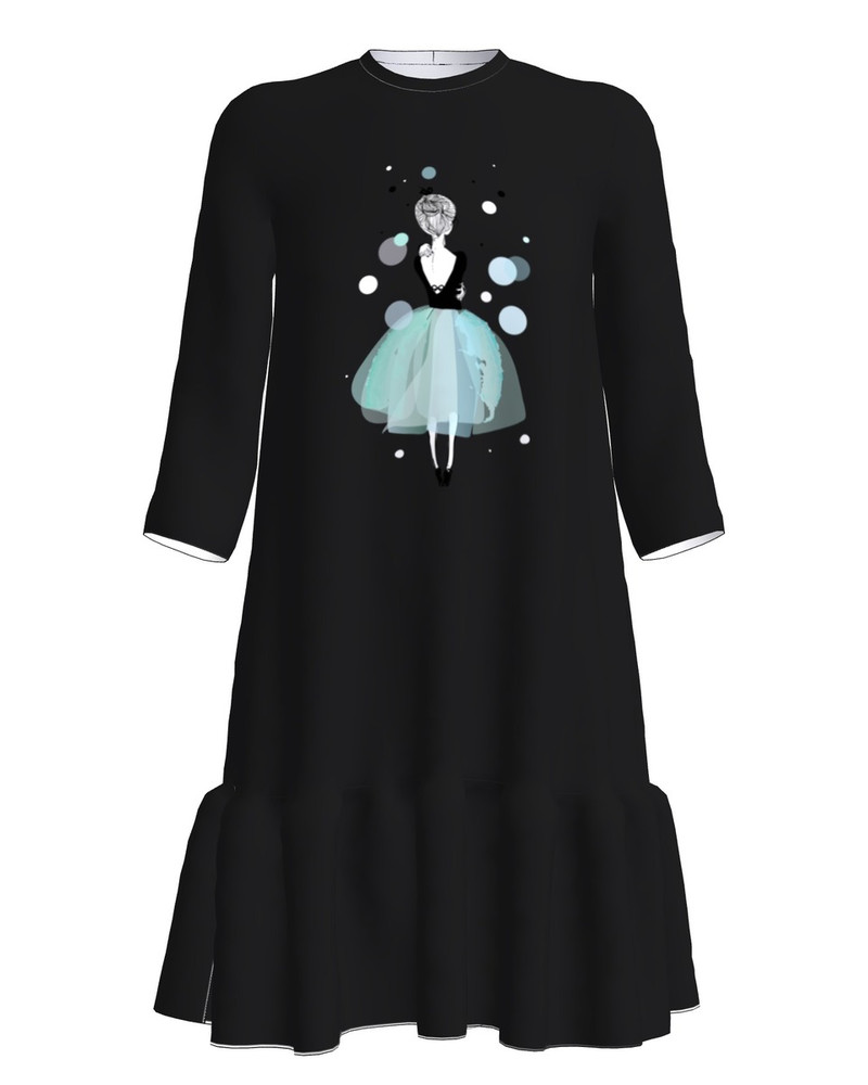 WINTER GIRL FRILL DRESS BLACK