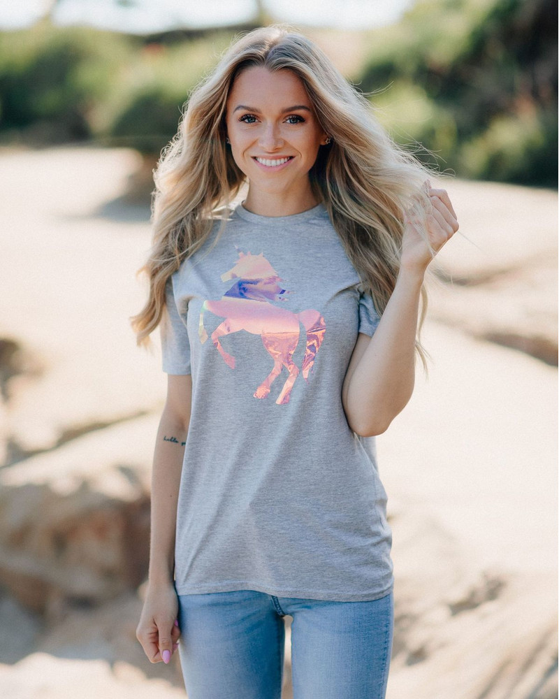 SUMMER UNICORN SLIM T-SHIRT LIGHT GREY