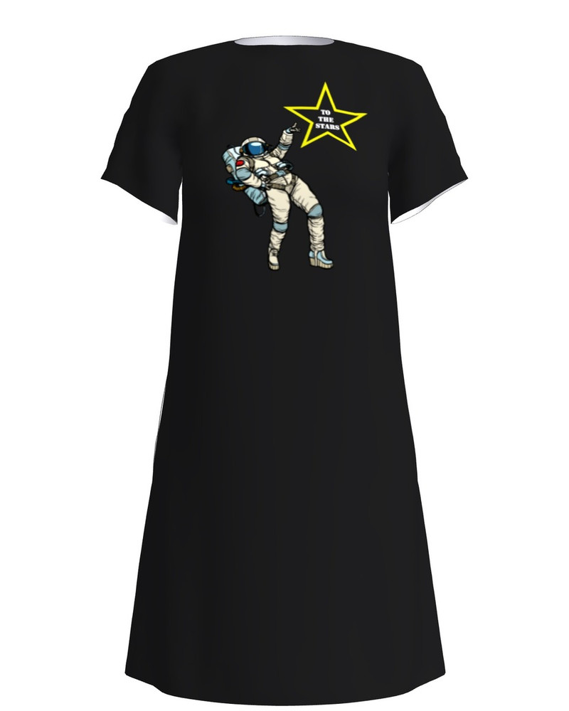 TO THE STARS PRINT DRESS BLACK