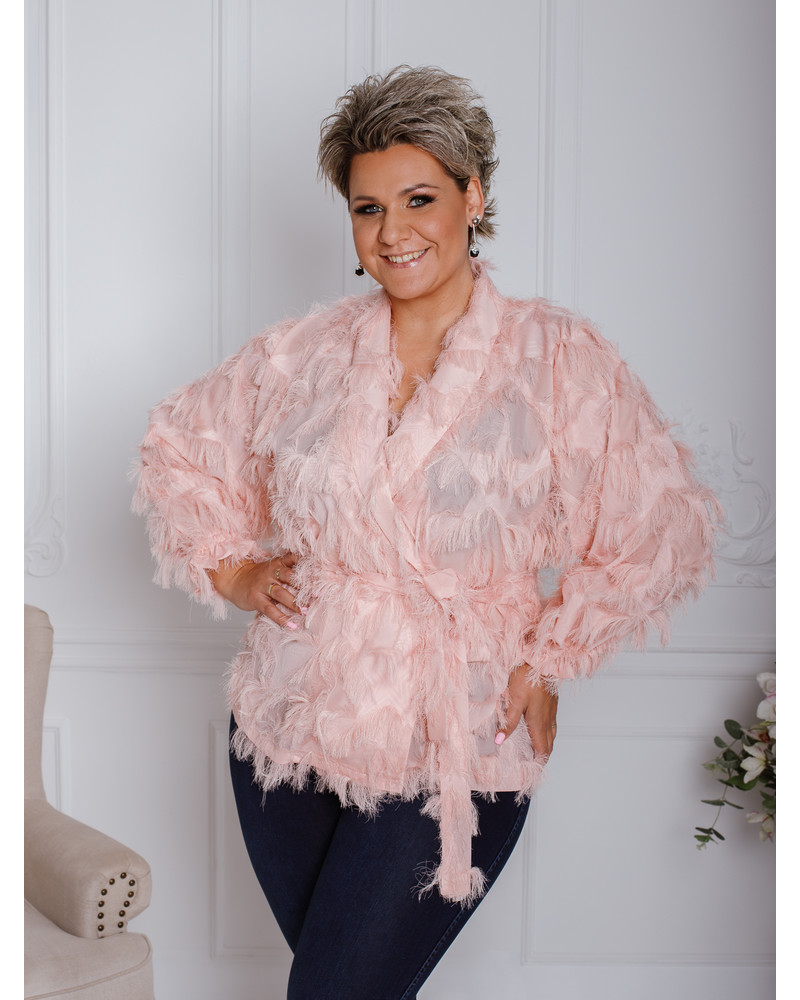 FRINGE PLUS JACKET PEACHY