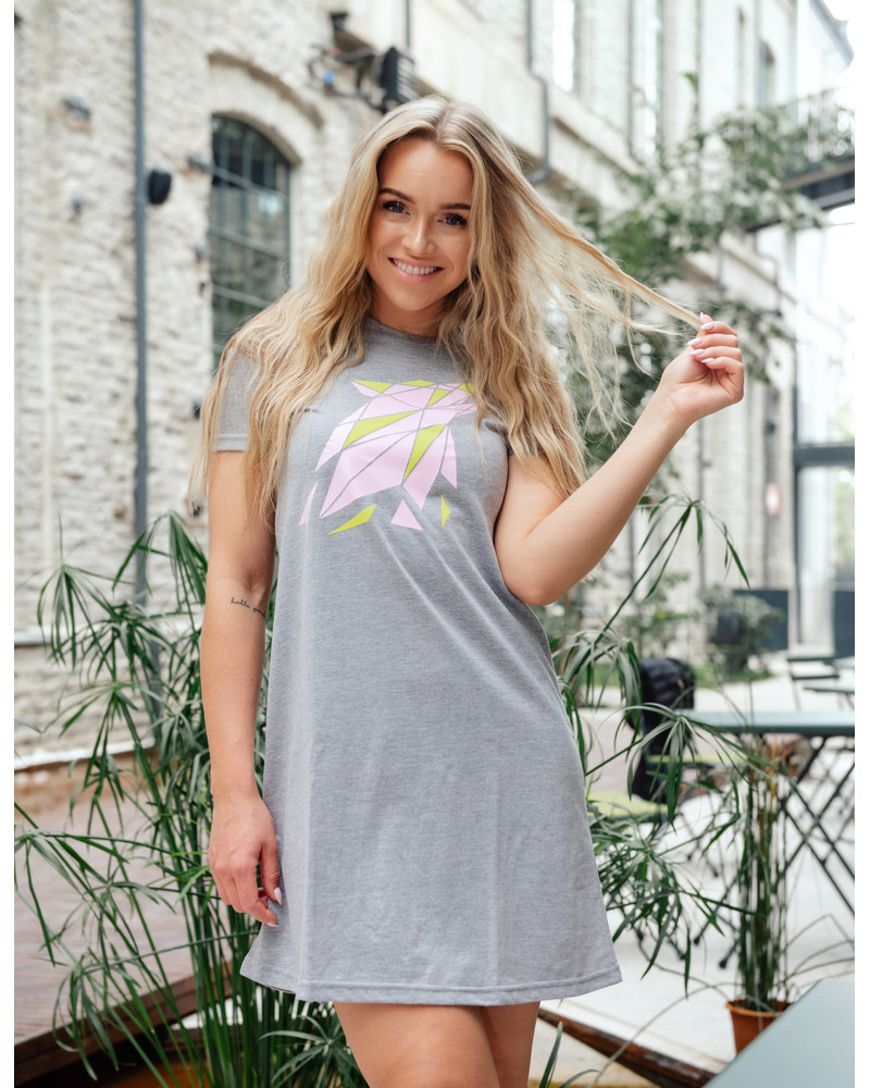 WOLF PRINT DRESS GREY