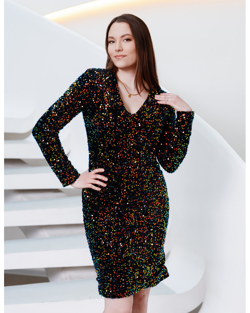 SEQUIN DRESS PENCIL MULTICOLOR