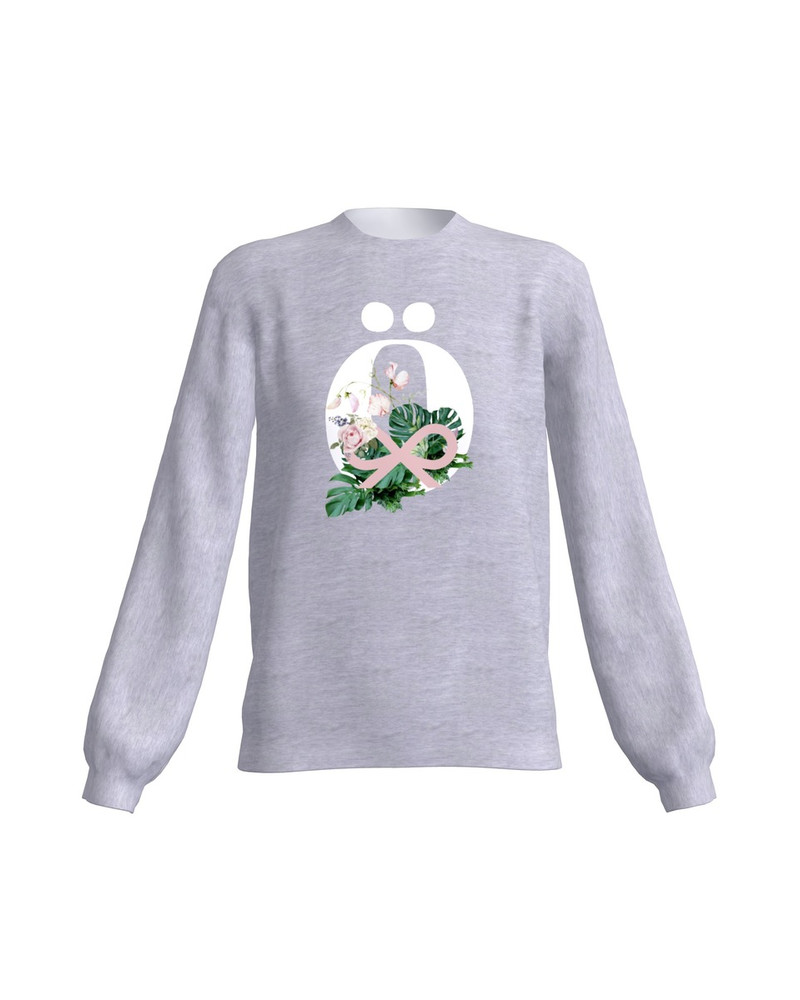 LETTER Ö FLORAL SWEATSHIRT LIGHT GREY