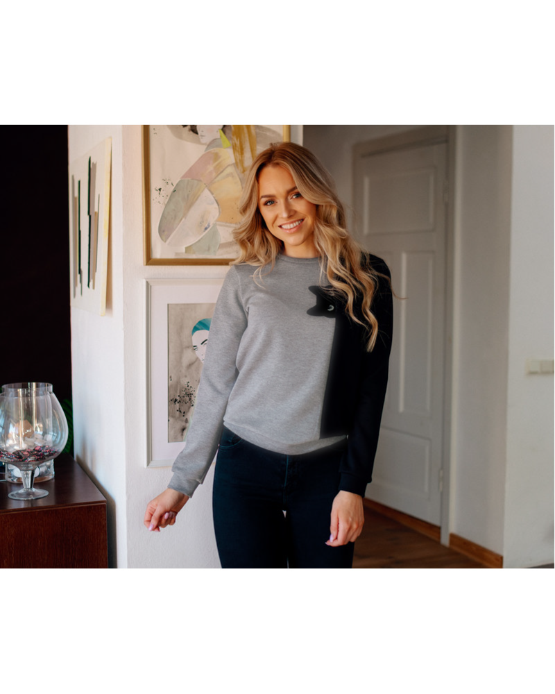 PEEK-A-BOO CAT SWEATSHIRT GREY BLACK