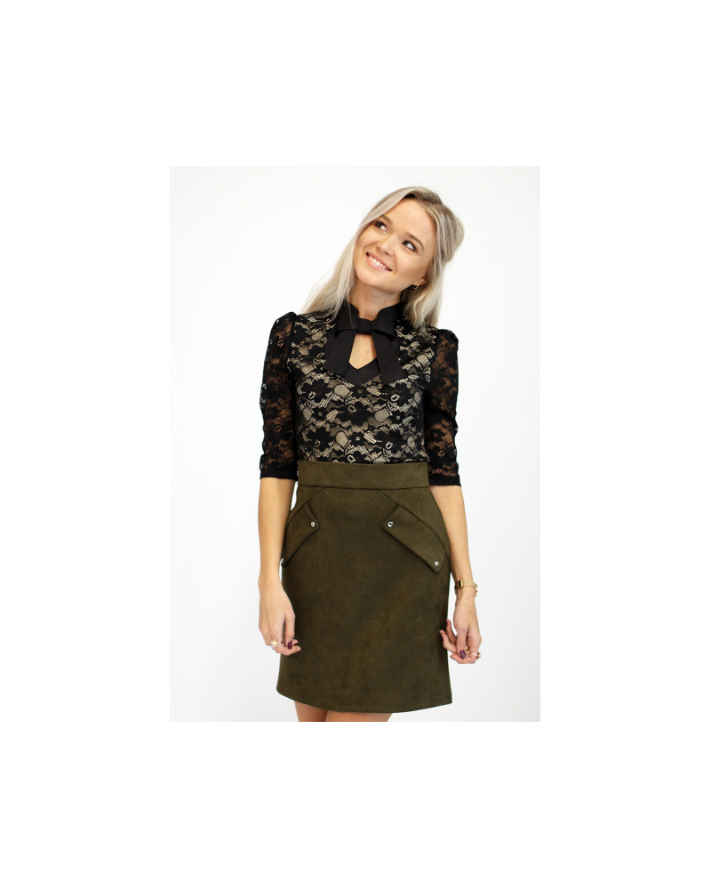 DOLLABLE SHIRT LACE BLACK