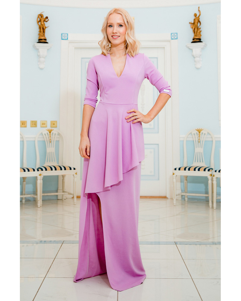 ASYMMETRIC LILAC MAXI DRESS