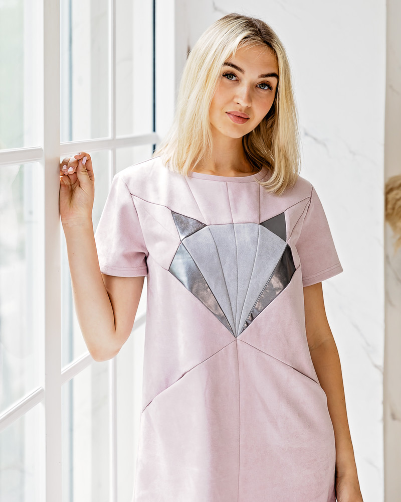 FOX POCKET MINI DRESS SUEDE BLUSH