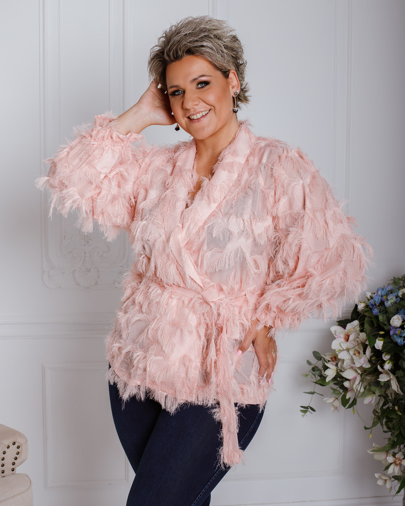 FRINGE PLUS JACKET PEACHY