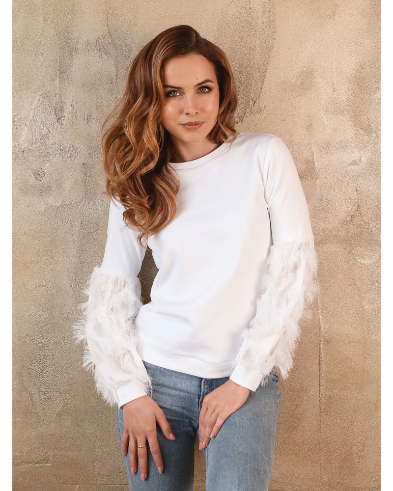 ALICE FRINGE SLEEVES SWEATSHIRT WHITE