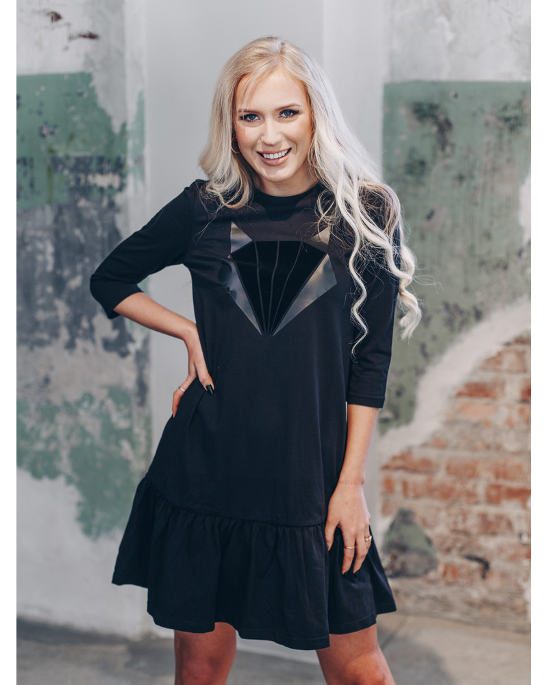 BLACK FOX FRILL DRESS BLACK