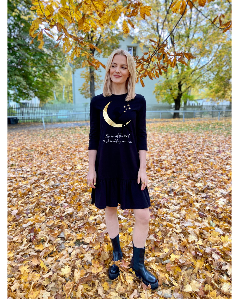 MOON WOMAN FRILL DRESS BLACK