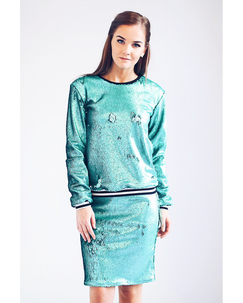 GREEN SEQUIN SWEATER