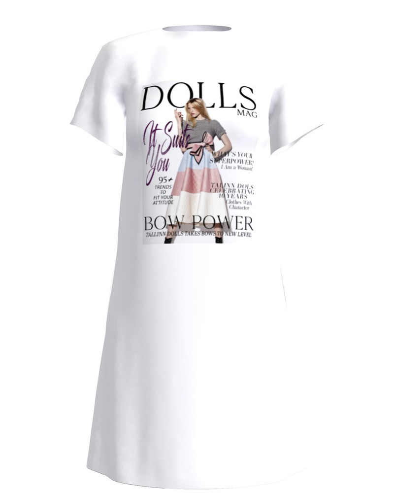 DOLLS MAGAZINE PRINT DRESS WHITE