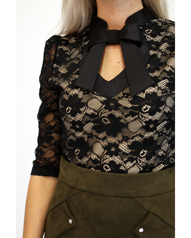 DOLLABLE SHIRT LACE BLACK