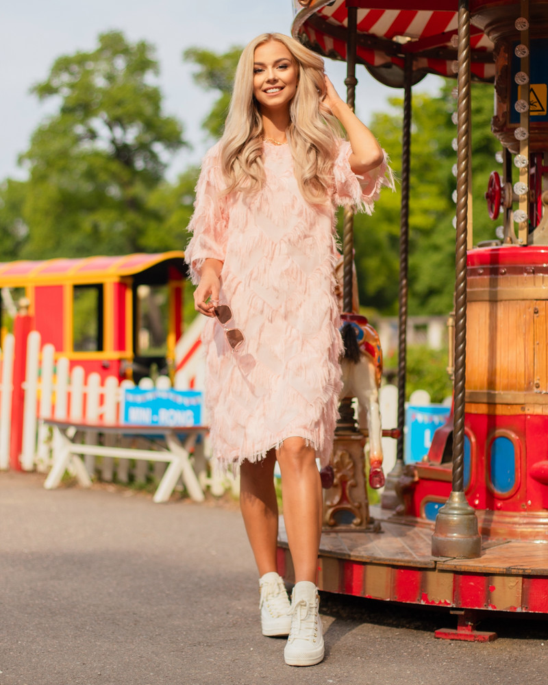 FRINGE DRESS PEACHY
