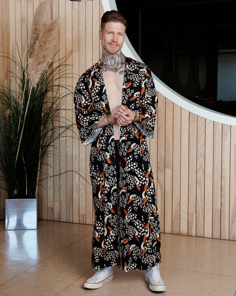 LETRIBE UNISEX KIMONO BIRDS