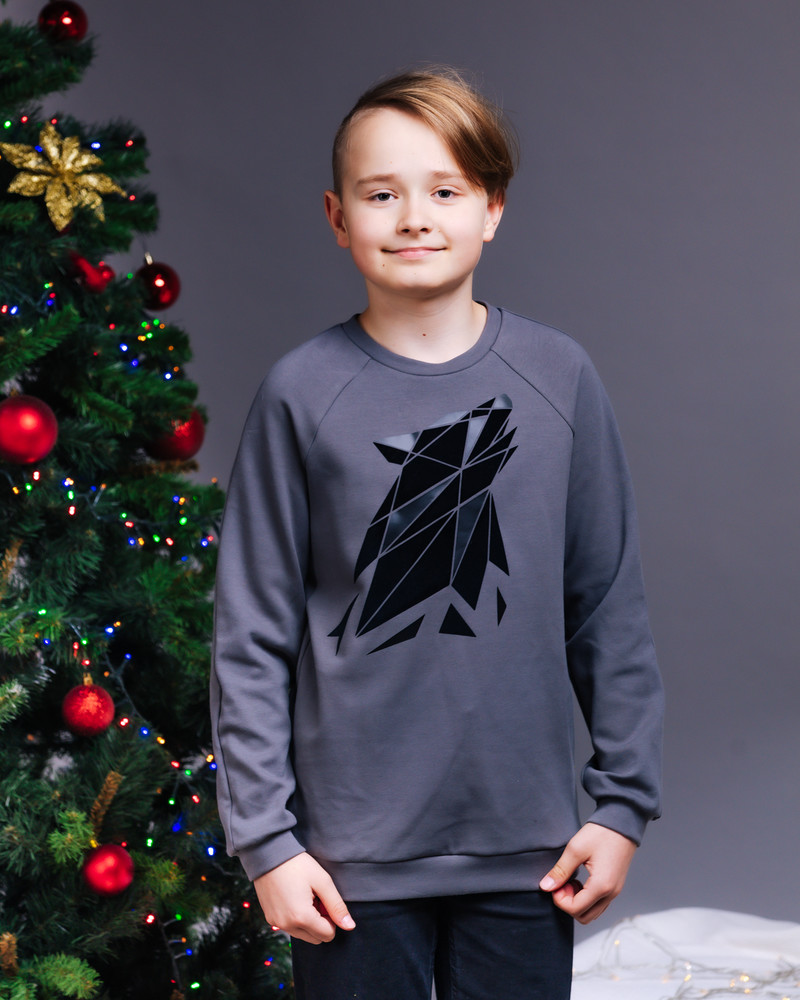 ABSTRACT WOLF KIDS SWEATSHIRT DARK GREY
