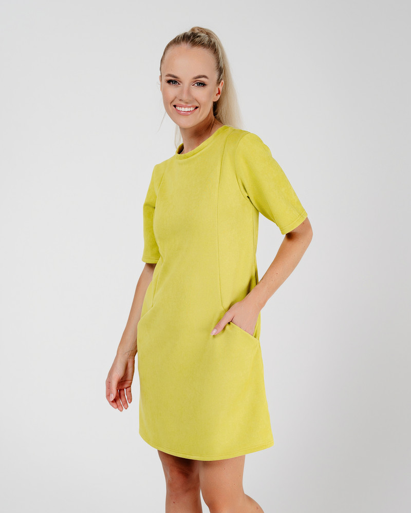 JACQUARD MINI DRESS LIME GREEN