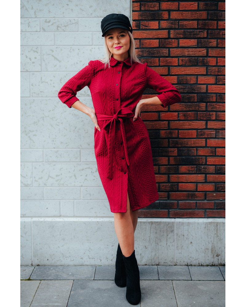 RED BOYFRIEND KNIT DRESS