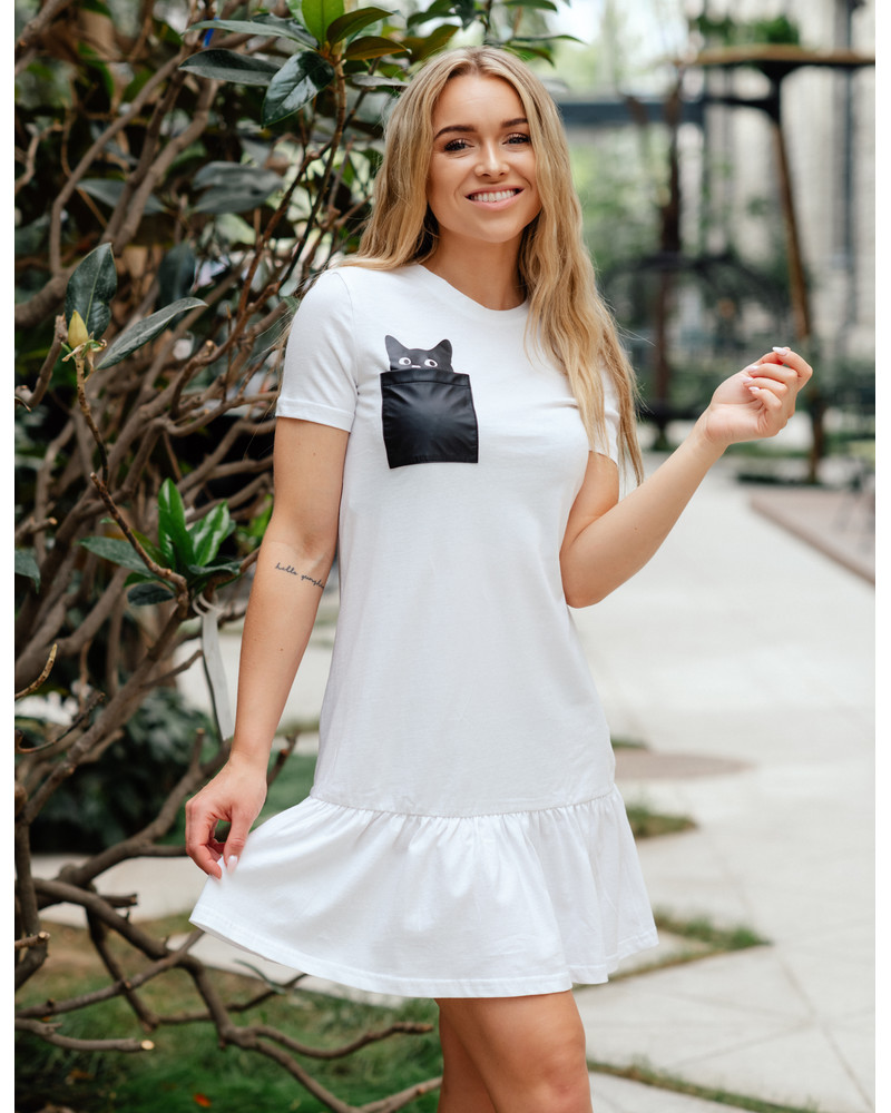 KITTY FRILL DRESS WHITE