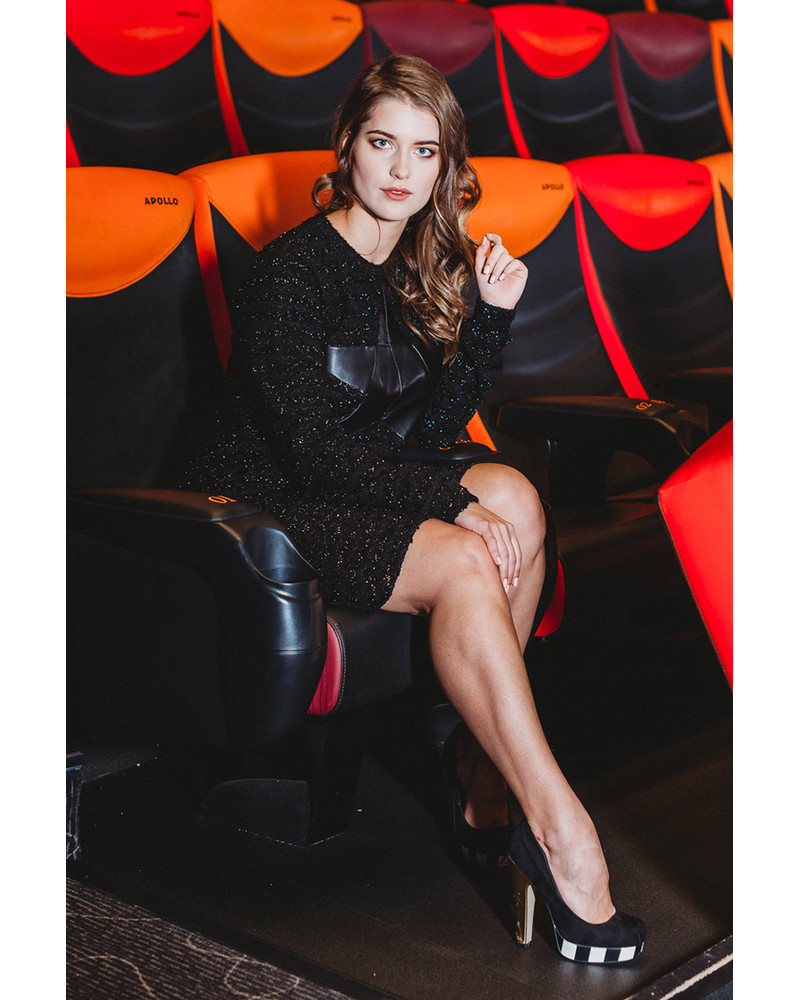 BLACK STAR KNIT SWEATER+SKIRT SET