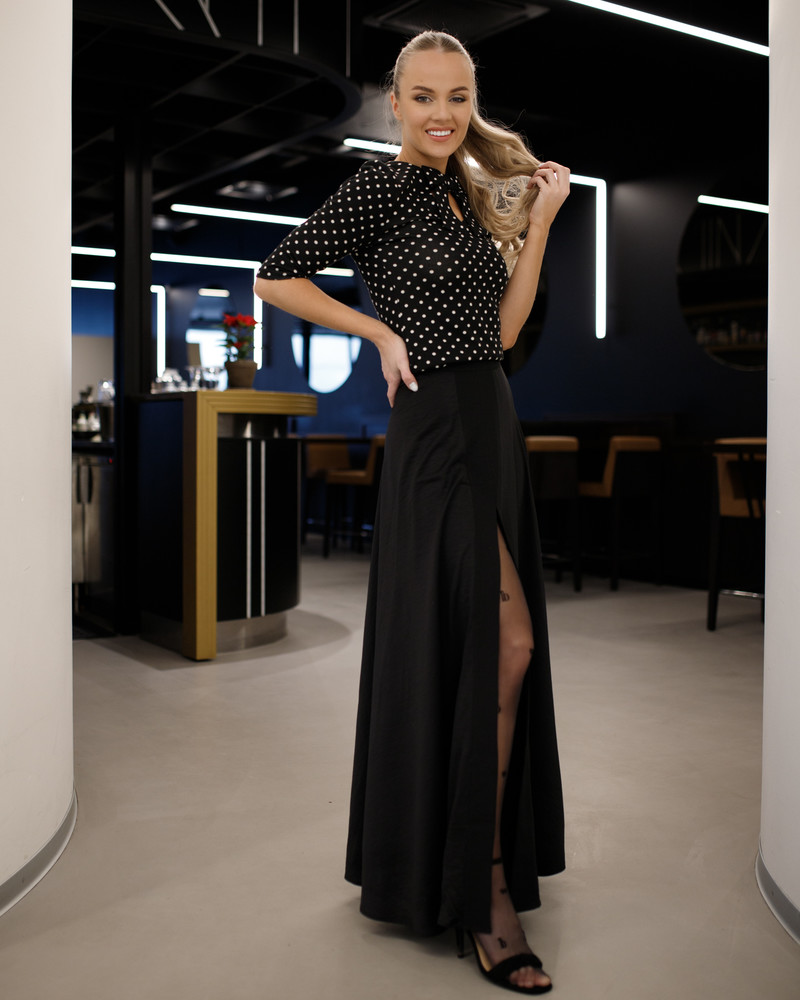 DOLLABLE POLKA DOT QUARTER SHIRT BLACK