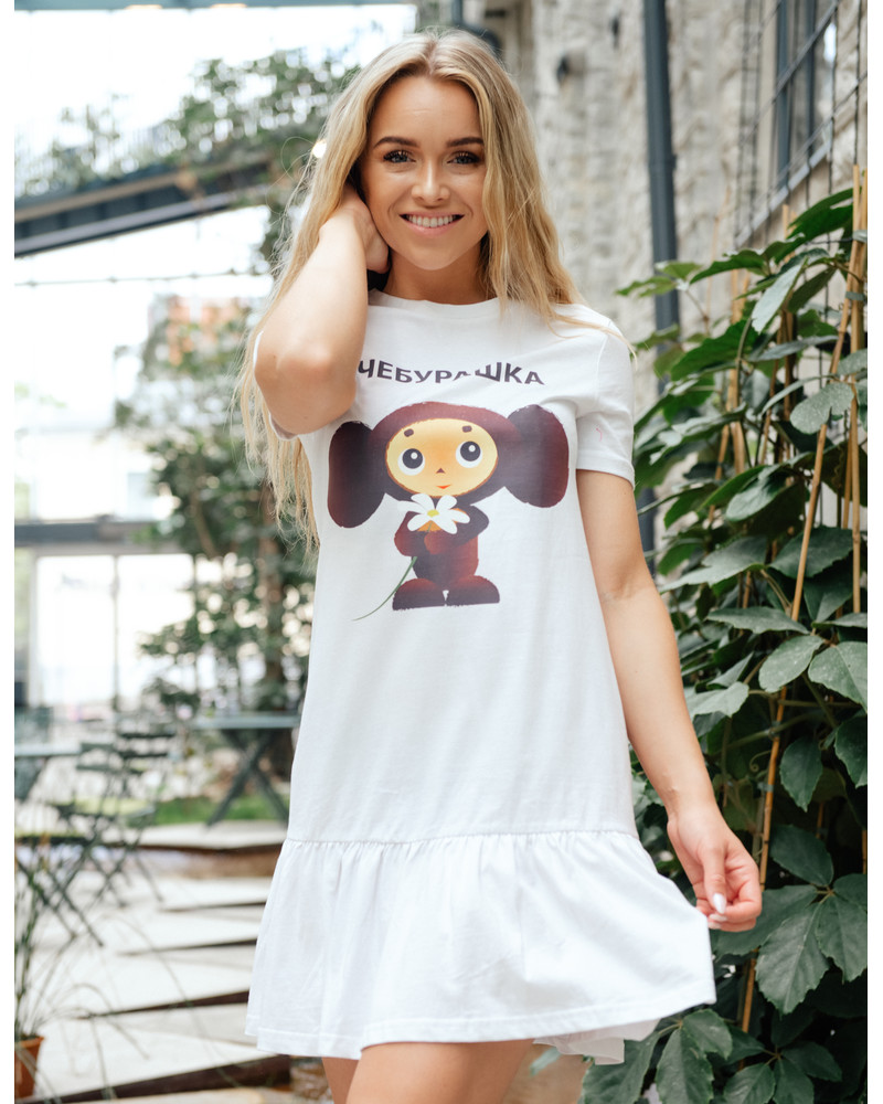 TŠEBURAŠKA FRILL DRESS WHITE