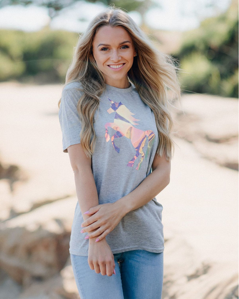 SUMMER UNICORN SLIM T-SHIRT LIGHT GREY