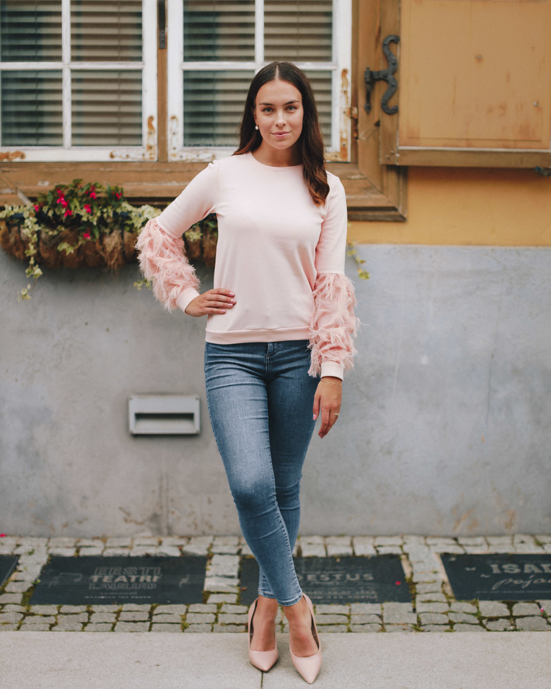 ALICE FRINGE SLEEVES SWEATSHIRT PEACHY