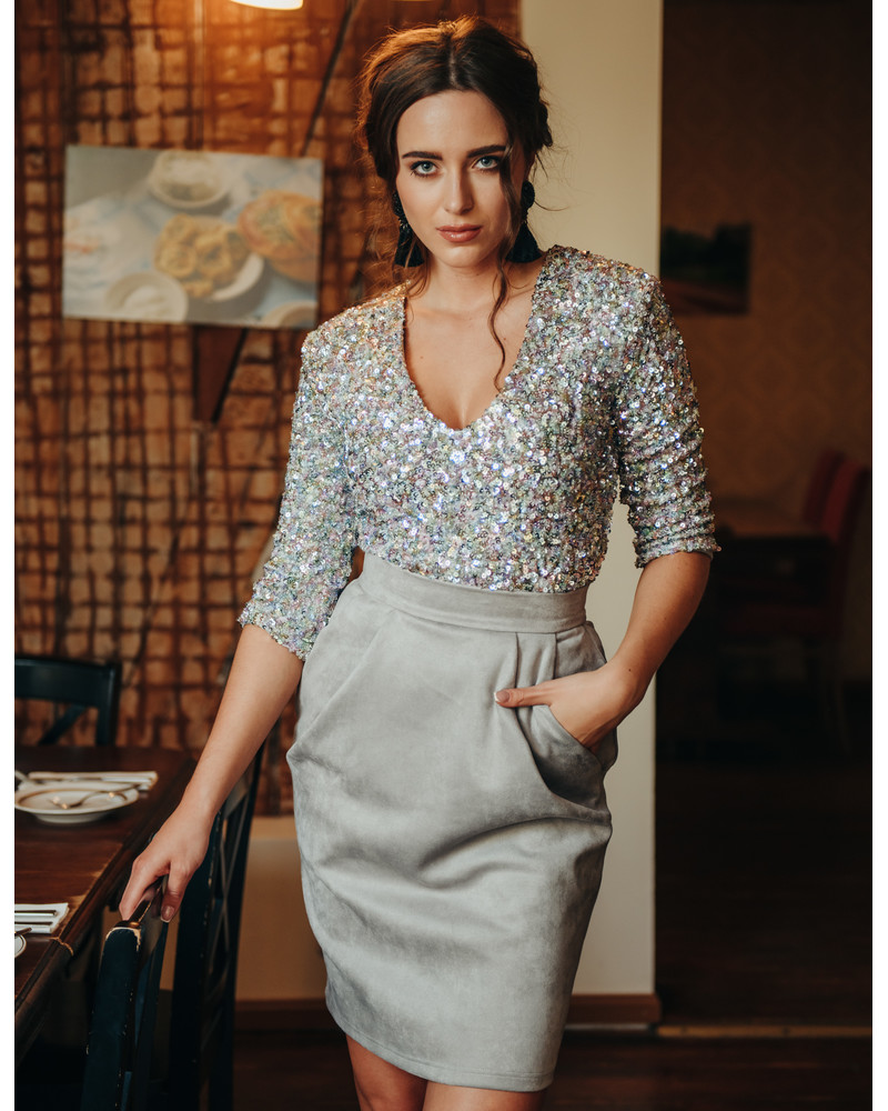 TULIP SKIRT SUEDE GREY