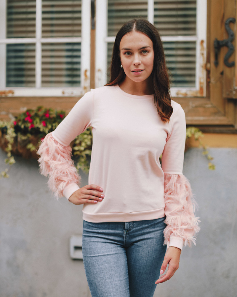ALICE FRINGE SLEEVES SWEATSHIRT PEACHY