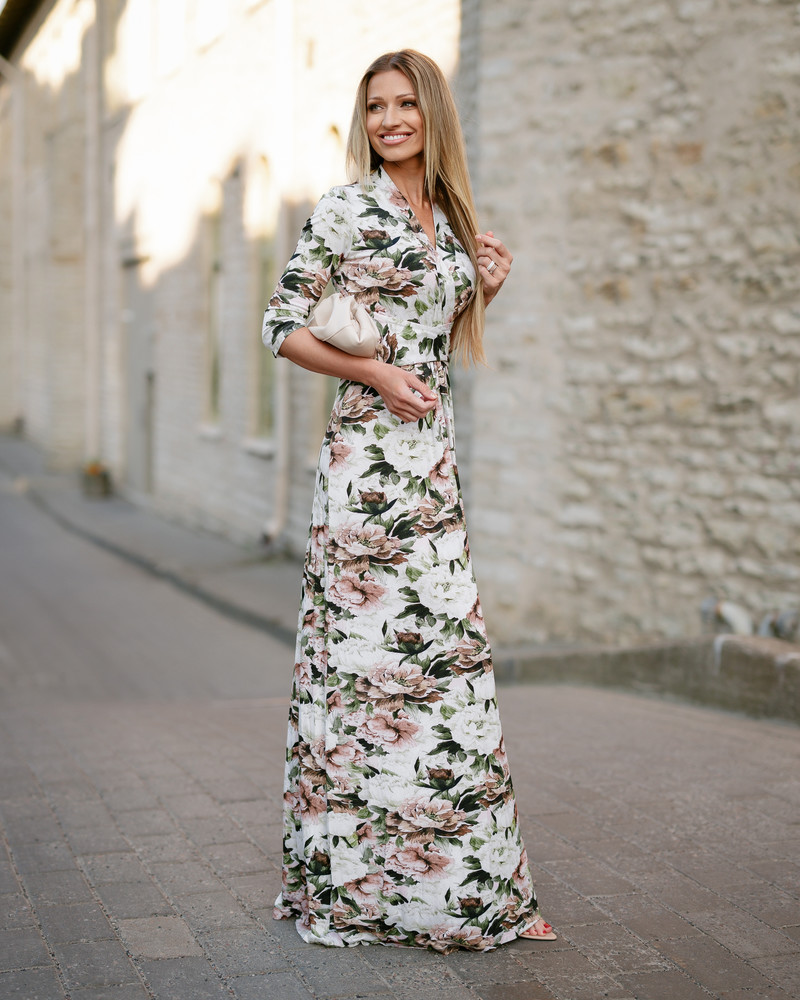 PASTEL PEONY MAXI ELEGANT DRESS